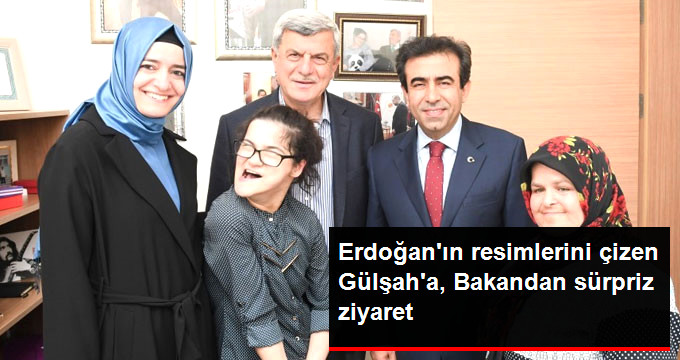 Erdoğan'ın Portresini Çizen Gülşah'a, Bakan Kaya'dan Sürpriz Ziyaret
