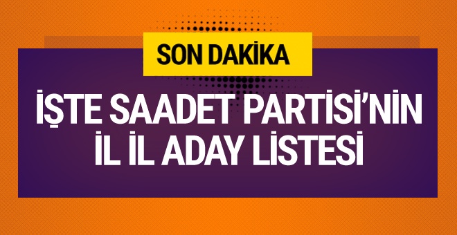 Saadet Partisi milletvekili adayları 2018 SP listesi